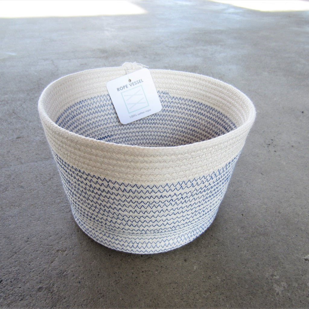 Rope Vessel: Blue 6.5" Cylinder