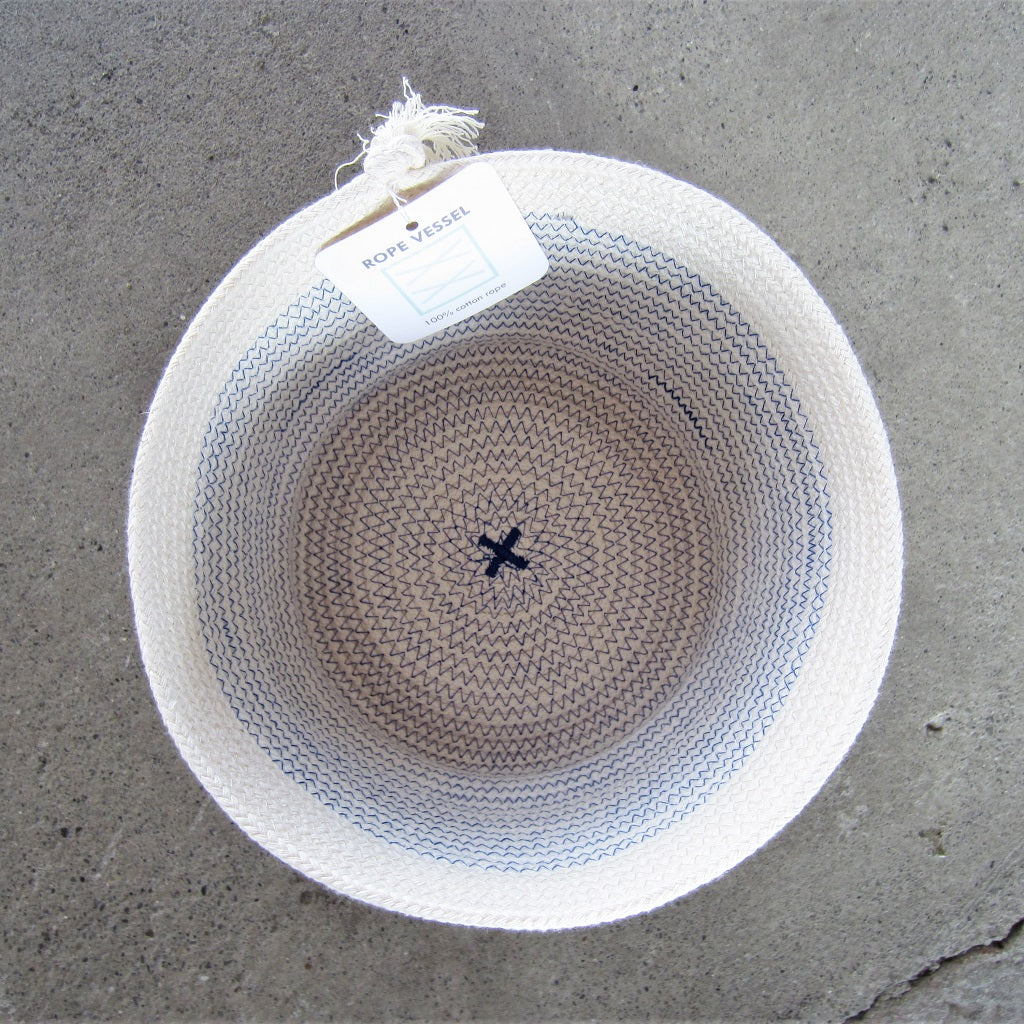 Rope Vessel: Blue 6.5" Cylinder