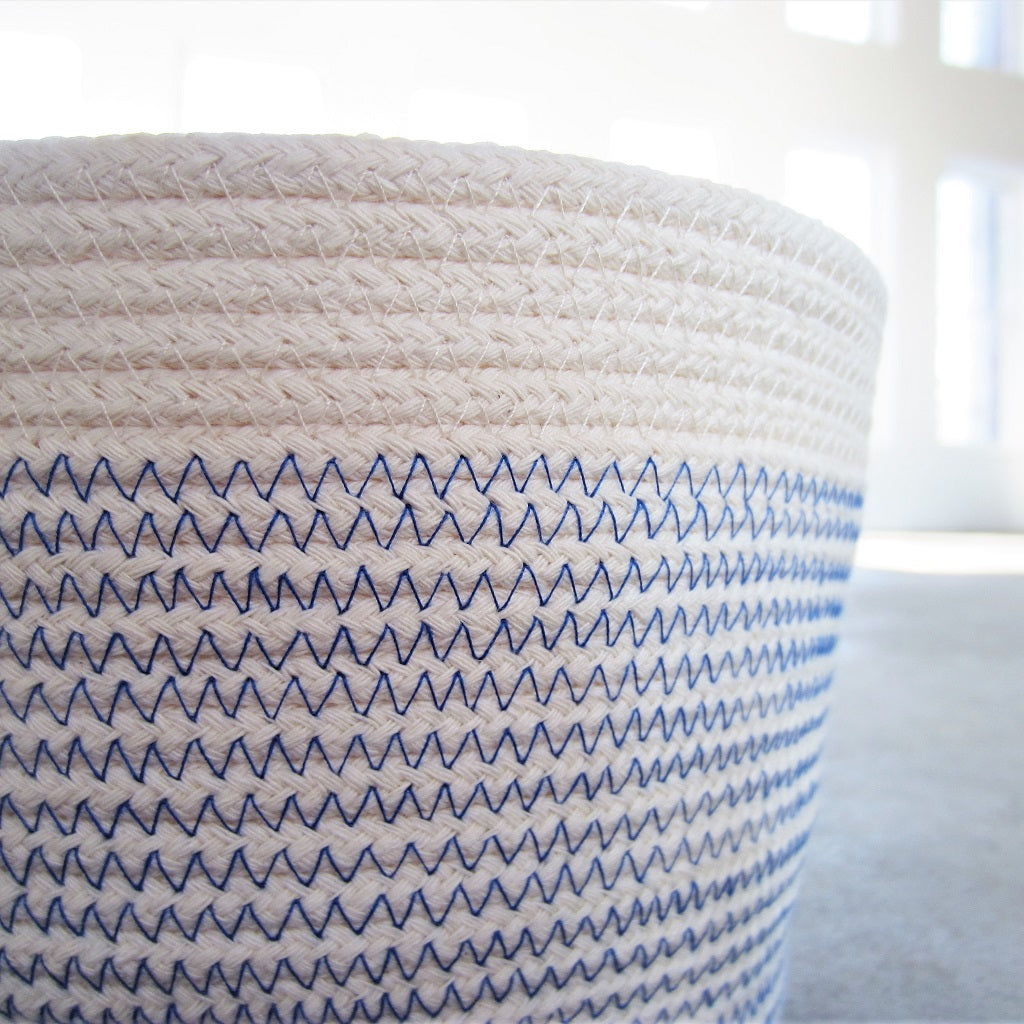 Rope Vessel: Blue 6.5" Cylinder