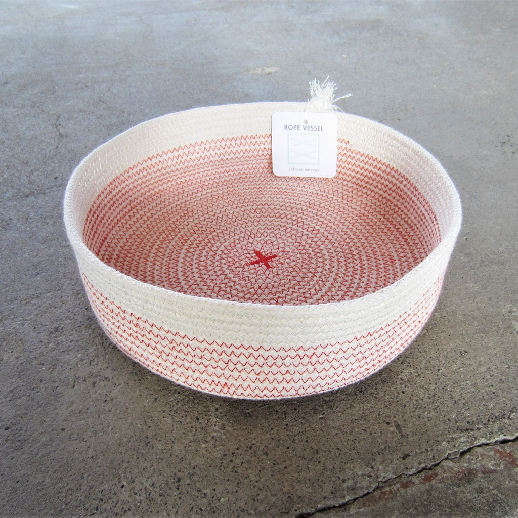 Rope Vessel: Red 8" Half Cylinder