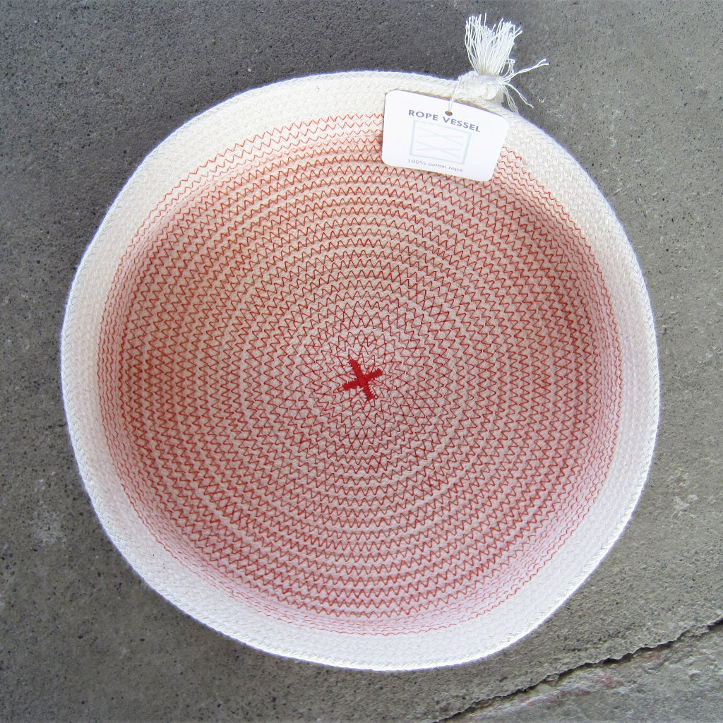 Rope Vessel: Red 8" Half Cylinder