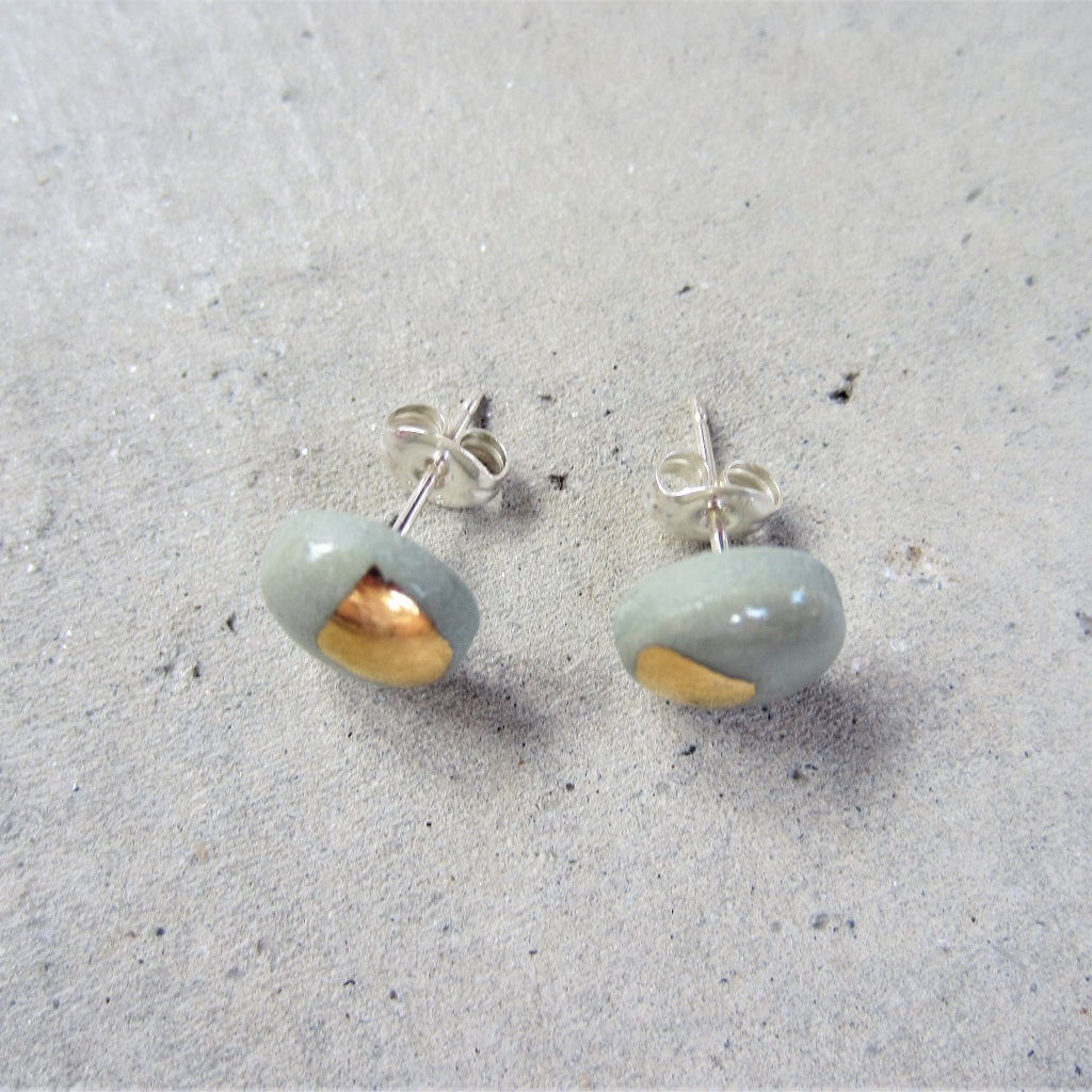 Ceramic Studs: Seafoam Triangle