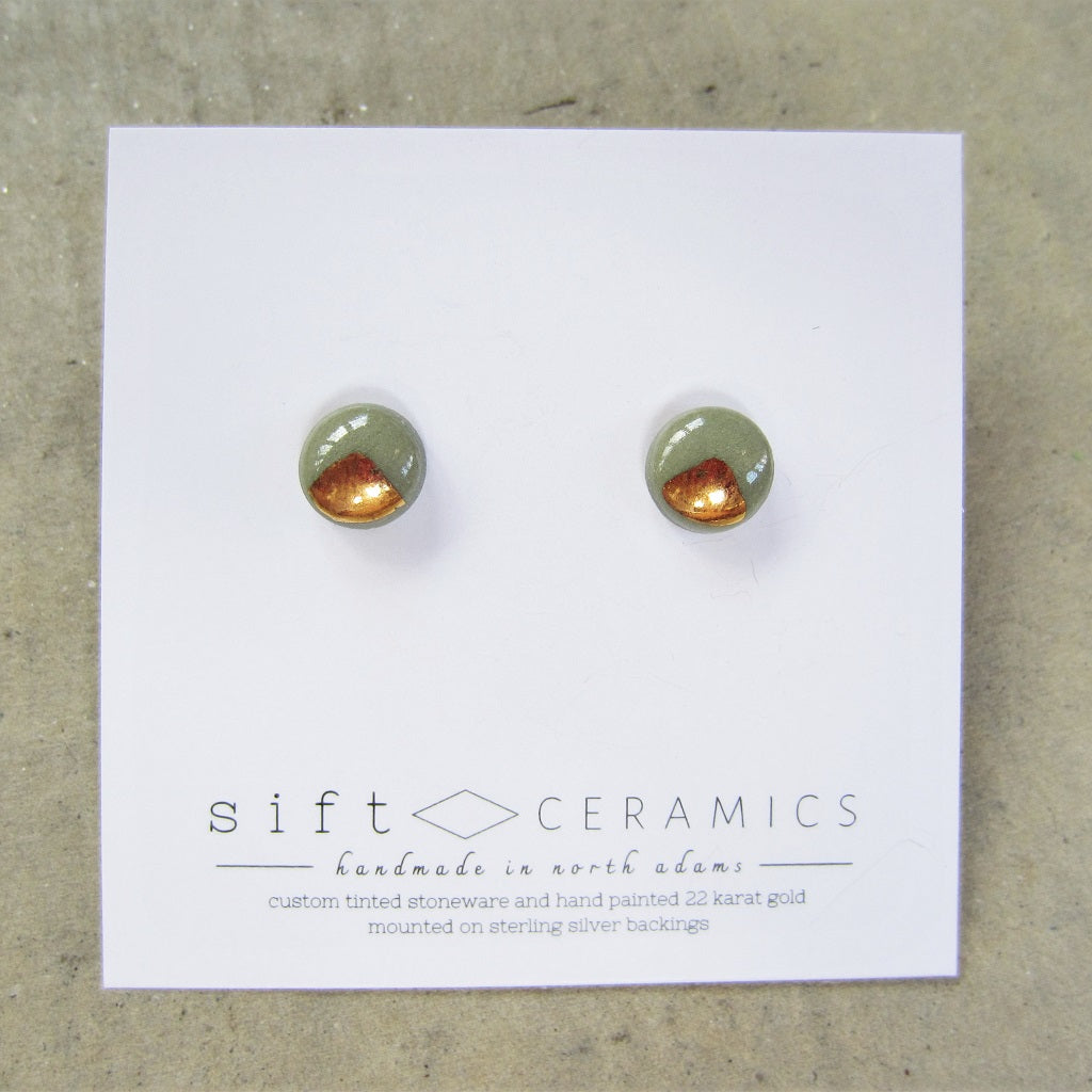 Ceramic Studs: Seafoam Triangle