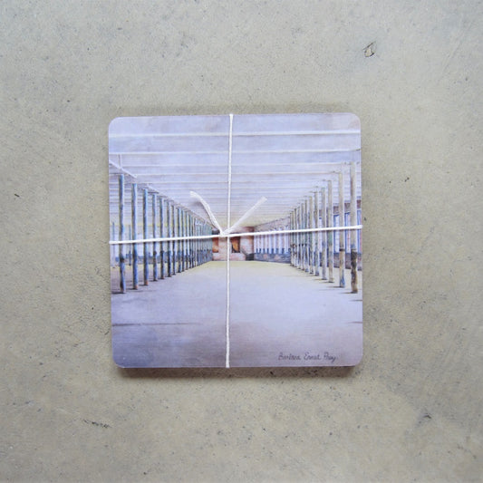 MASS MoCA Set of 2 Wooden Coasters: Barbara Prey Watercolor