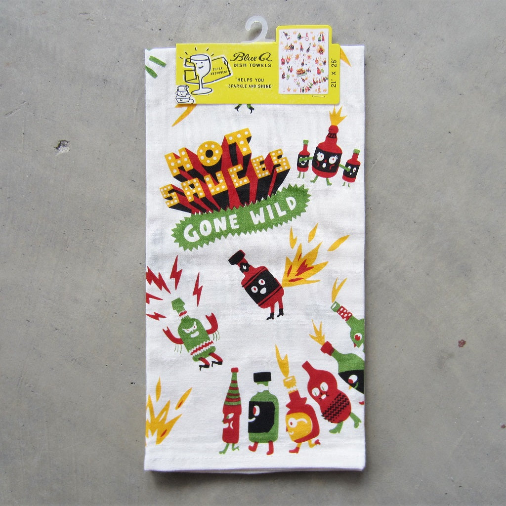 Printed Dish Towel: Hot Sauce Gone Wild