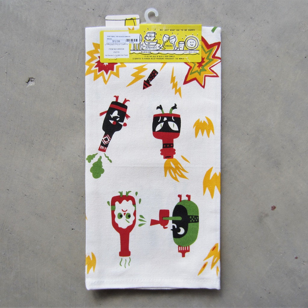 Printed Dish Towel: Hot Sauce Gone Wild