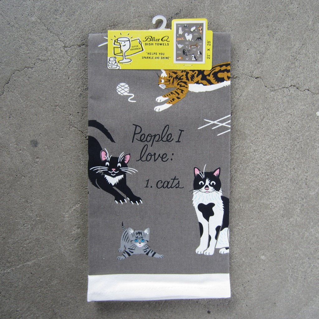 Printed Dish Towel: People I Love - Cats