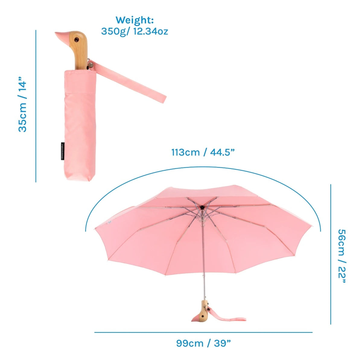 Pink Compact Duck Umbrella