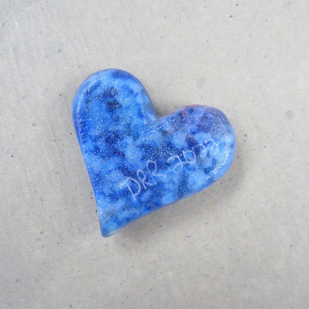 Fused Glass Heart: Blue