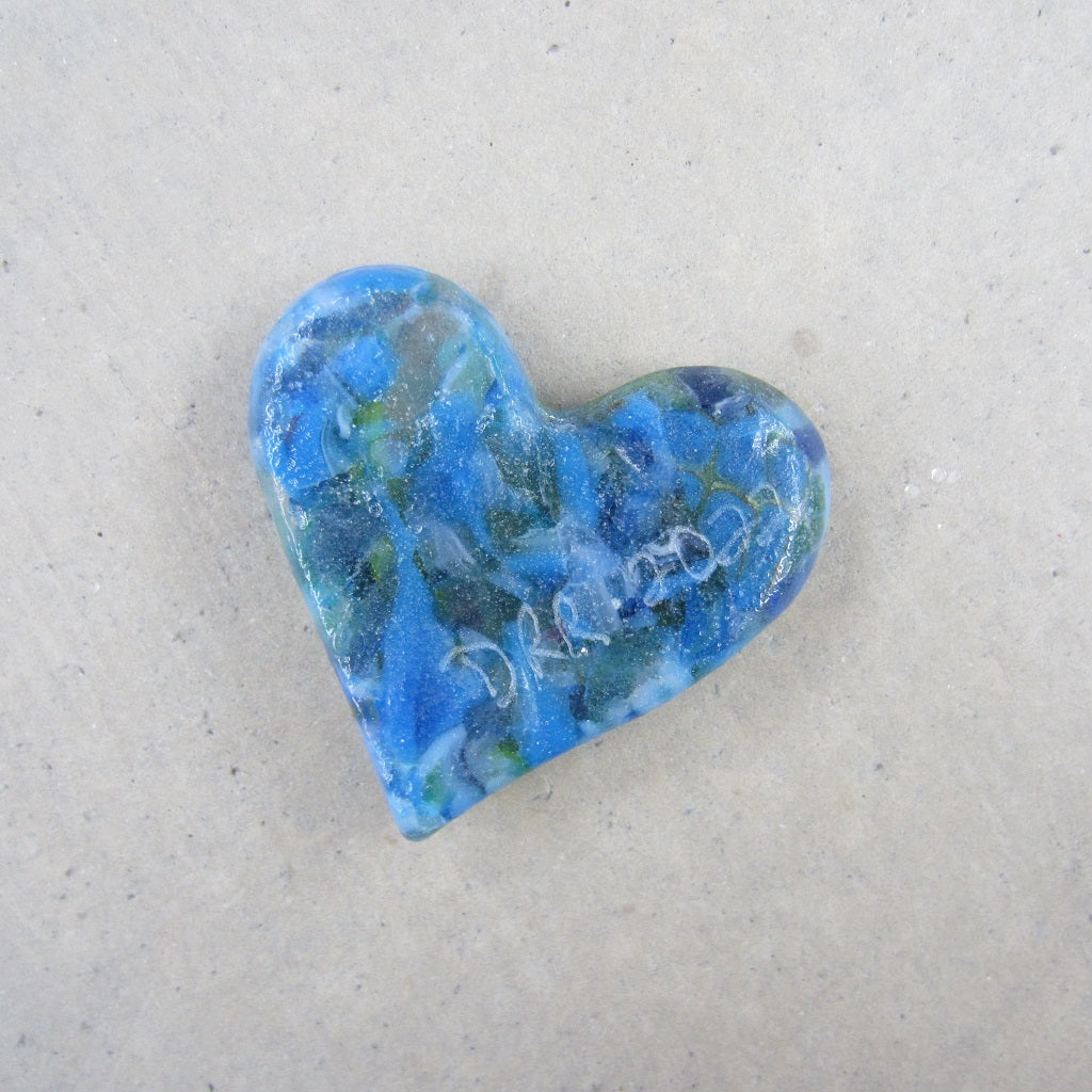 Fused Glass Heart: Blue and Green