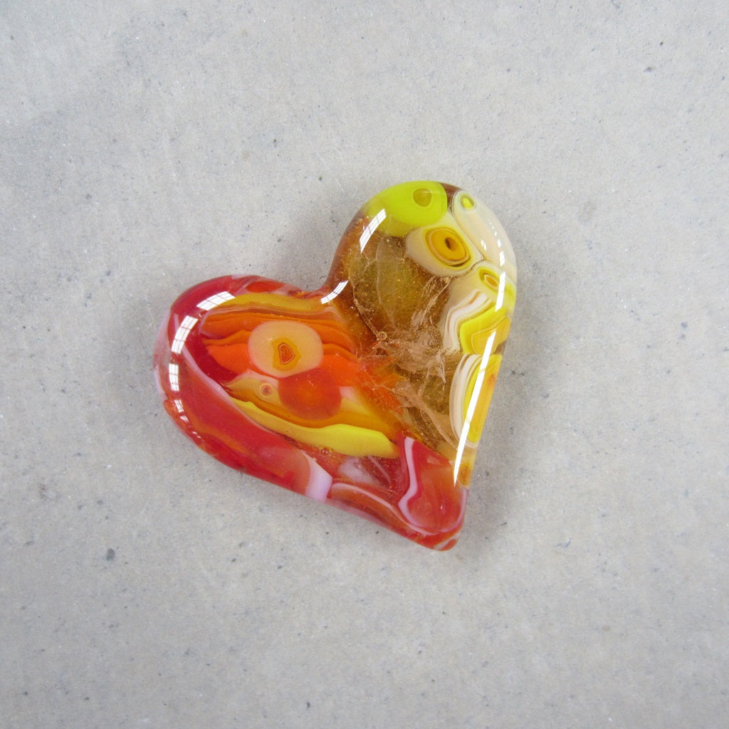 Fused Glass Heart: Fire