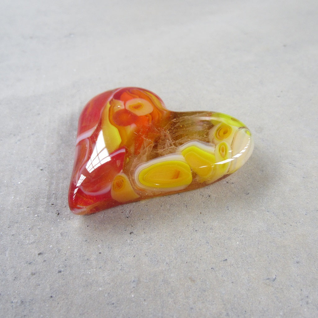 Fused Glass Heart: Fire