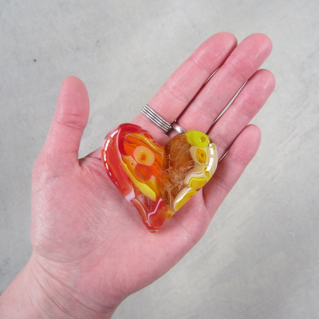 Fused Glass Heart: Fire
