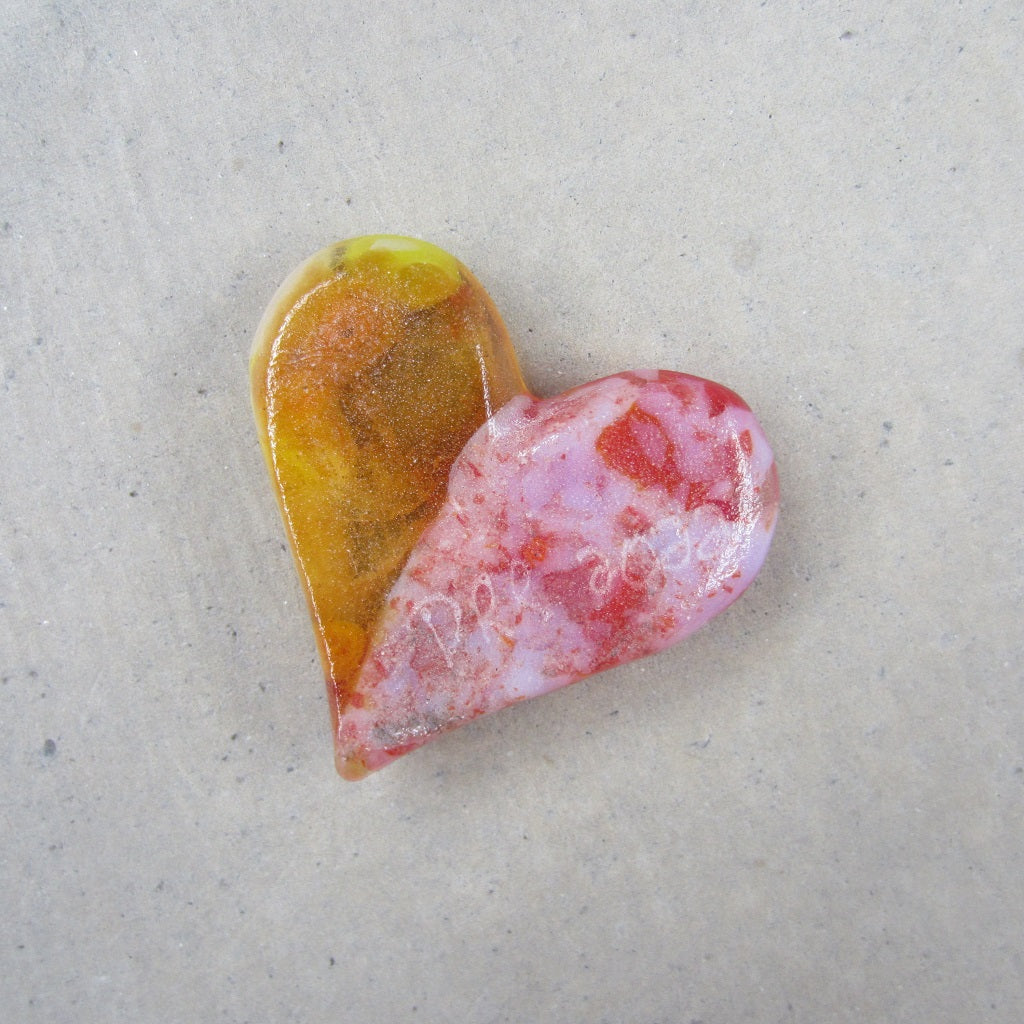 Fused Glass Heart: Fire