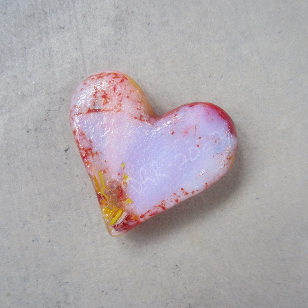 Fused Glass Heart: Shiny Fire