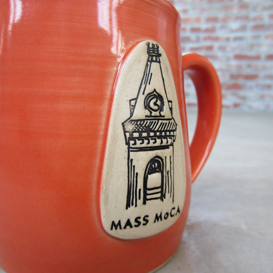 MASS MoCA Handmade Ceramic Mug: Coral Red Clocktower