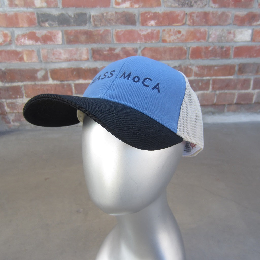 MASS MoCA Two-Tone Trucker Hat: Blue and Black
