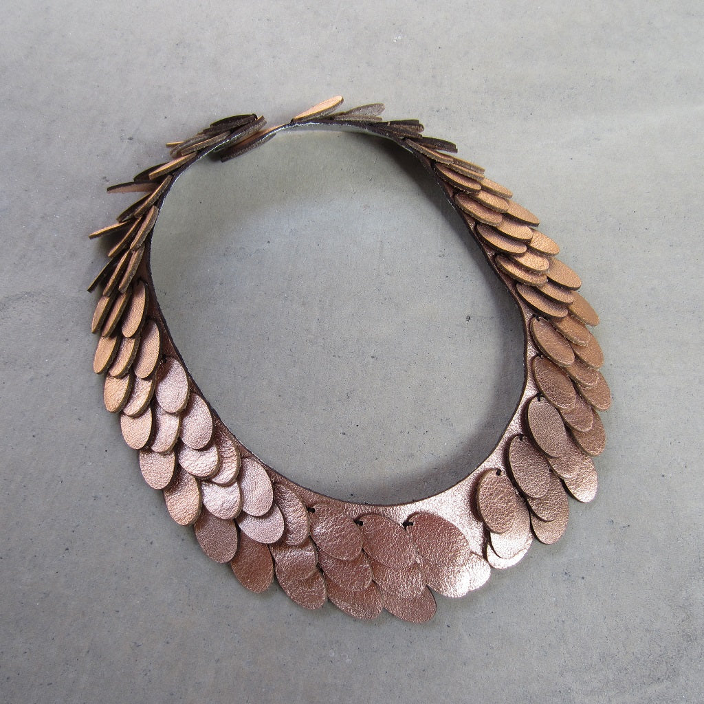 Rose Gold Leather Scale Necklace