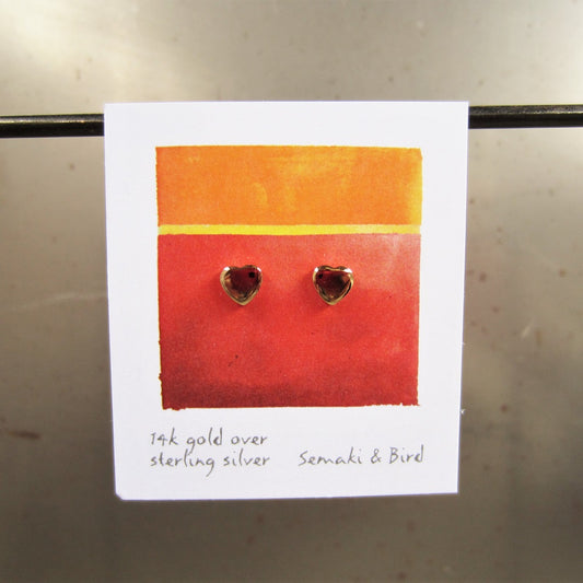 Abstract Studs: Gold Hearts