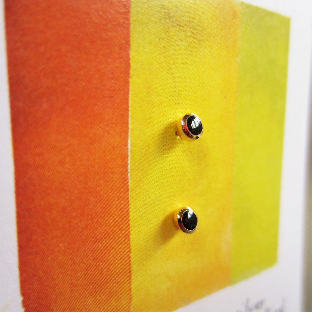 Abstract Studs: Gold Petite Onyx Circles