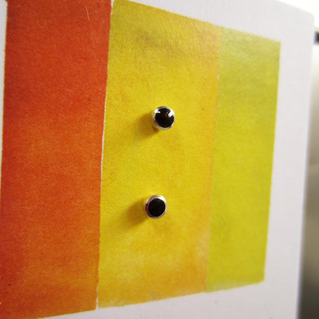 Abstract Studs: Silver Petite Onyx Circles