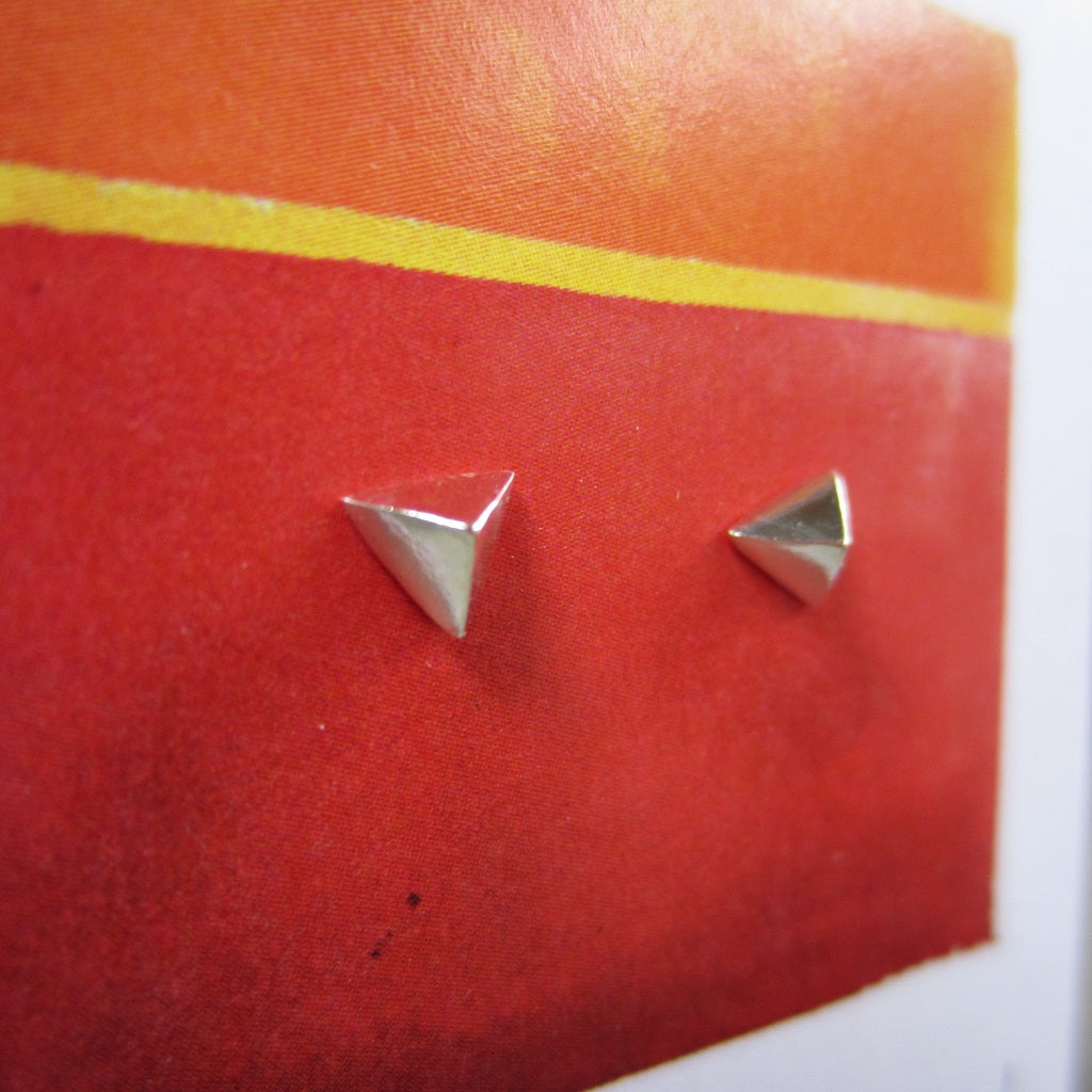 Abstract Studs: Silver Pyramids