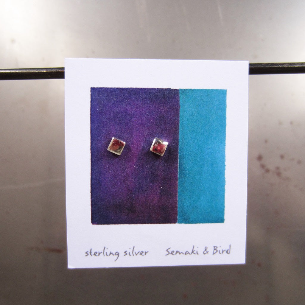 Abstract Studs: Silver Squares