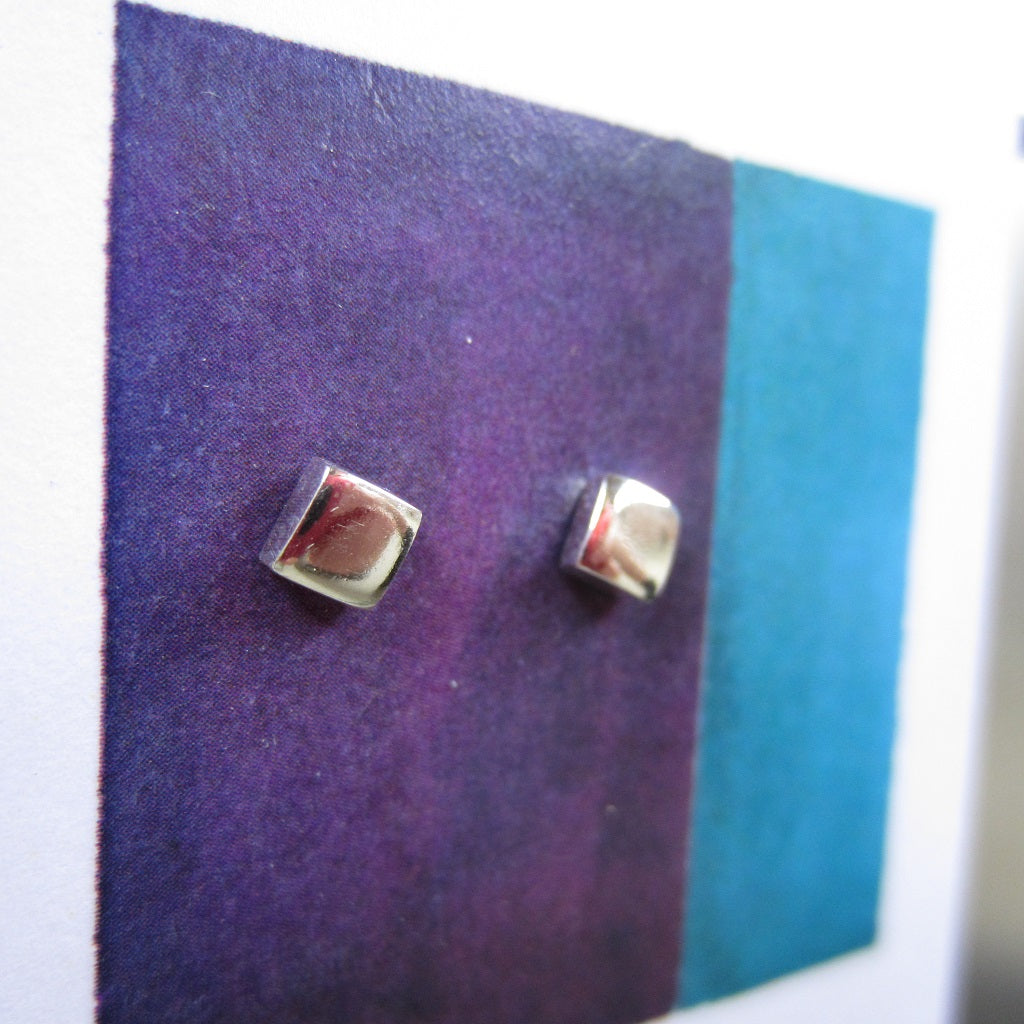 Abstract Studs: Silver Squares