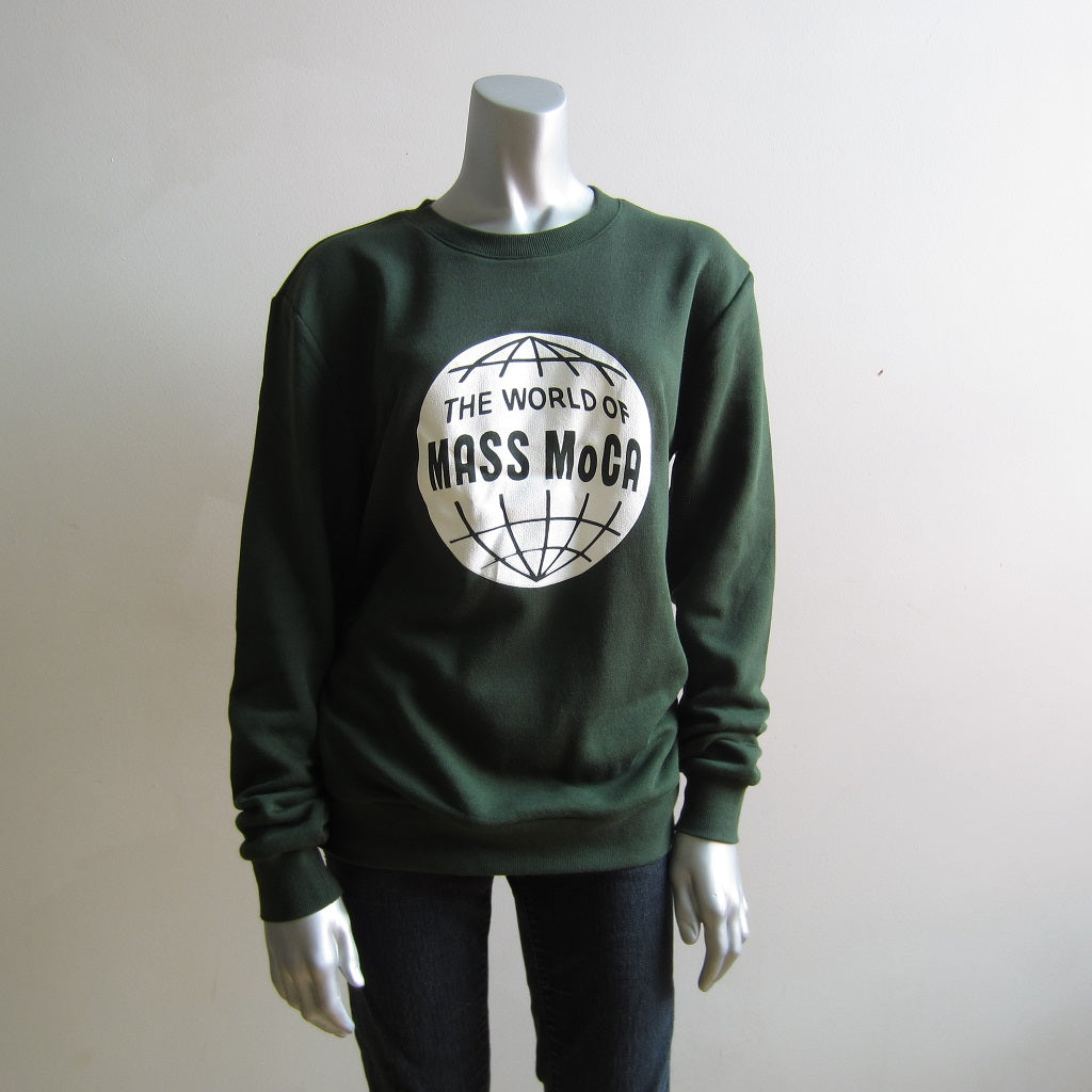 World of MASS MoCA Crew Neck Pullover Sweatshirt: Green