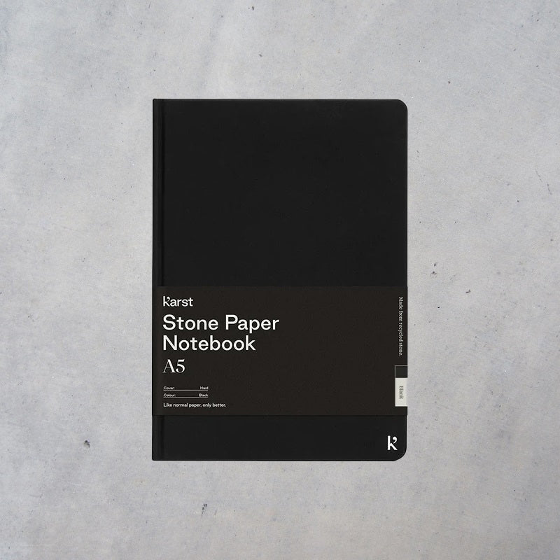 Stone Paper Notebook: A5 Blank Hardcover - Black