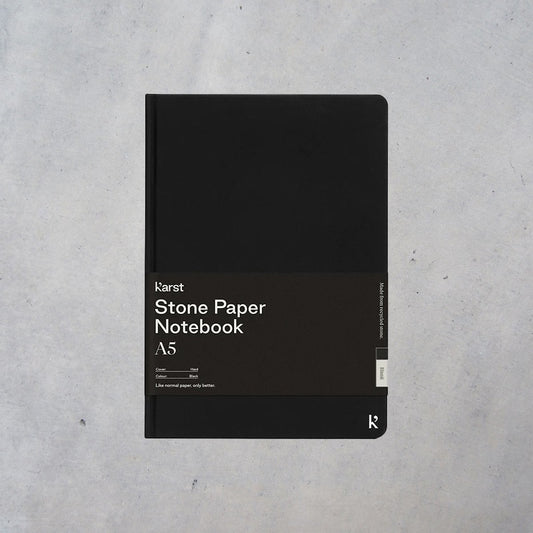 Stone Paper Notebook: A5 Blank Hardcover - Black