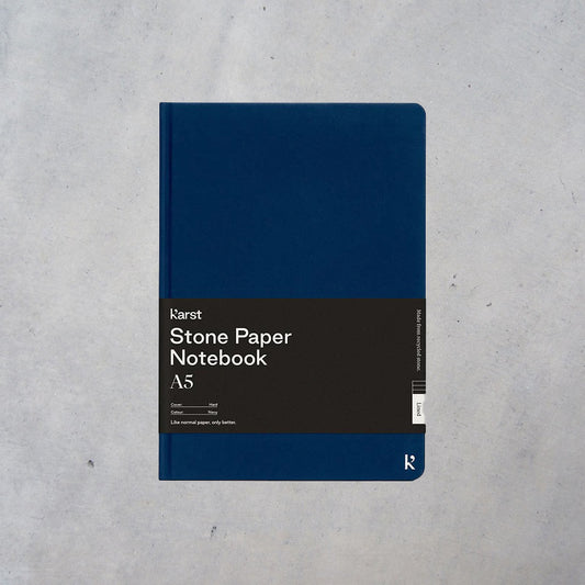 Stone Paper Notebook: A5 Lined Hardcover - Navy