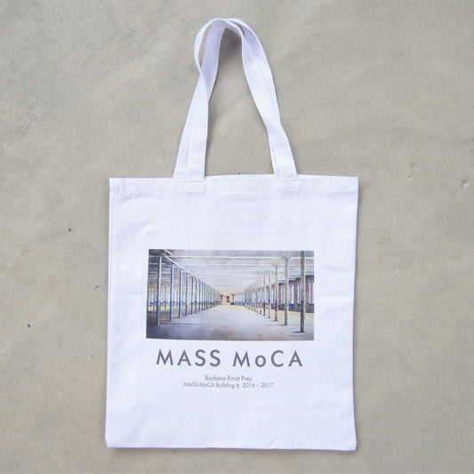 MASS MoCA White Canvas Tote Bag: Barbara Prey Watercolor