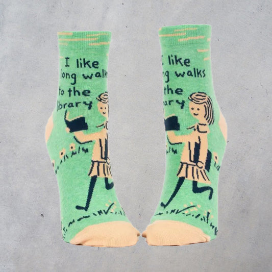 Women's Ankle Socks: I Like Long Walks to the Library