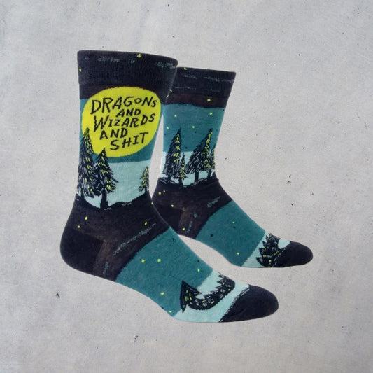 Men's Crew Socks: Dragons and Wizards and Shit