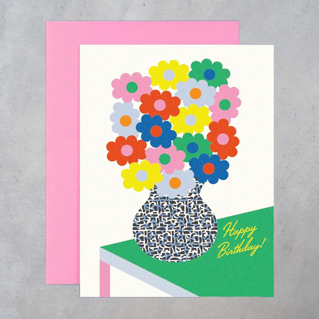 Greeting Card: Birthday Vase on a Table