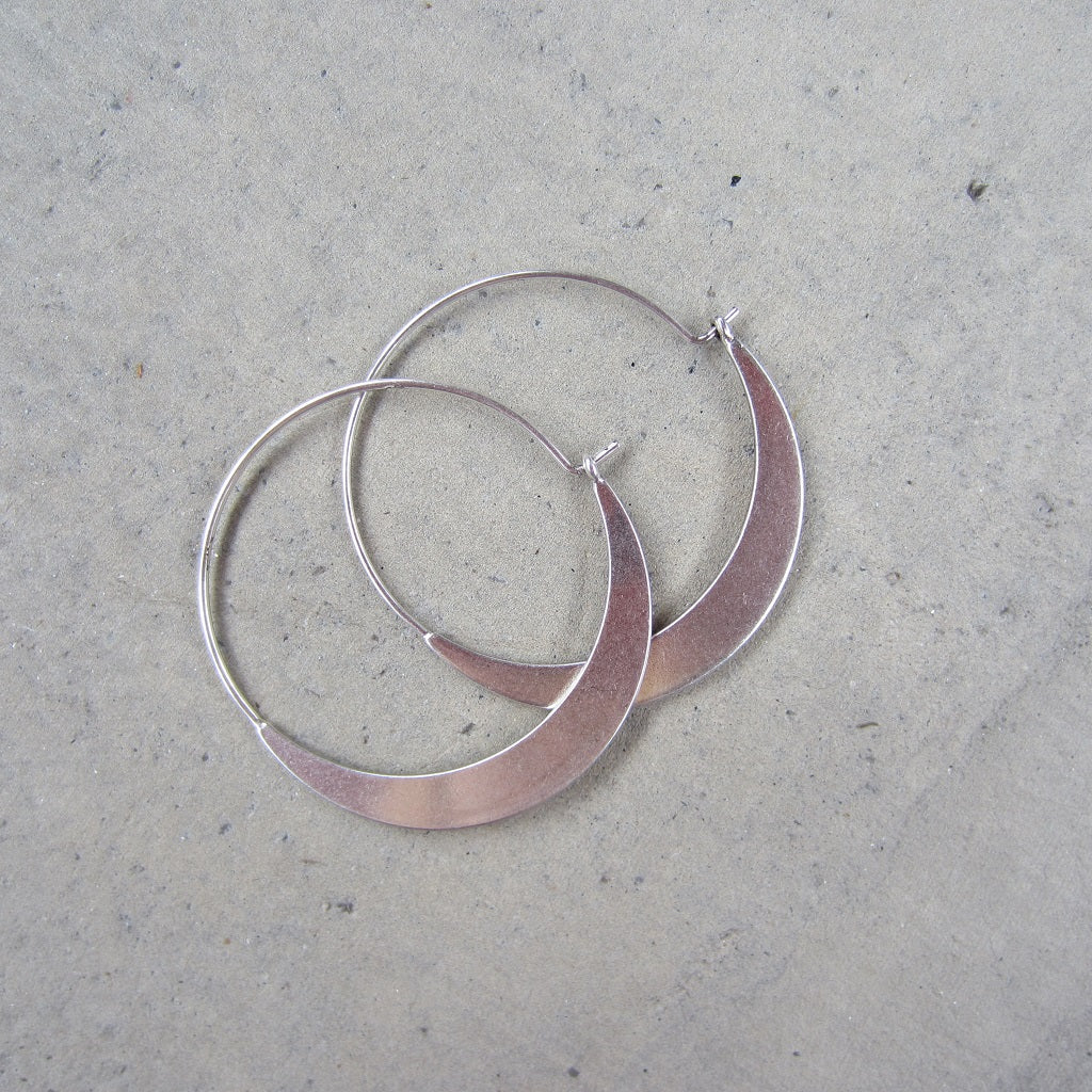 Refined Earring Collection: Sterling Silver Crescent Hoop