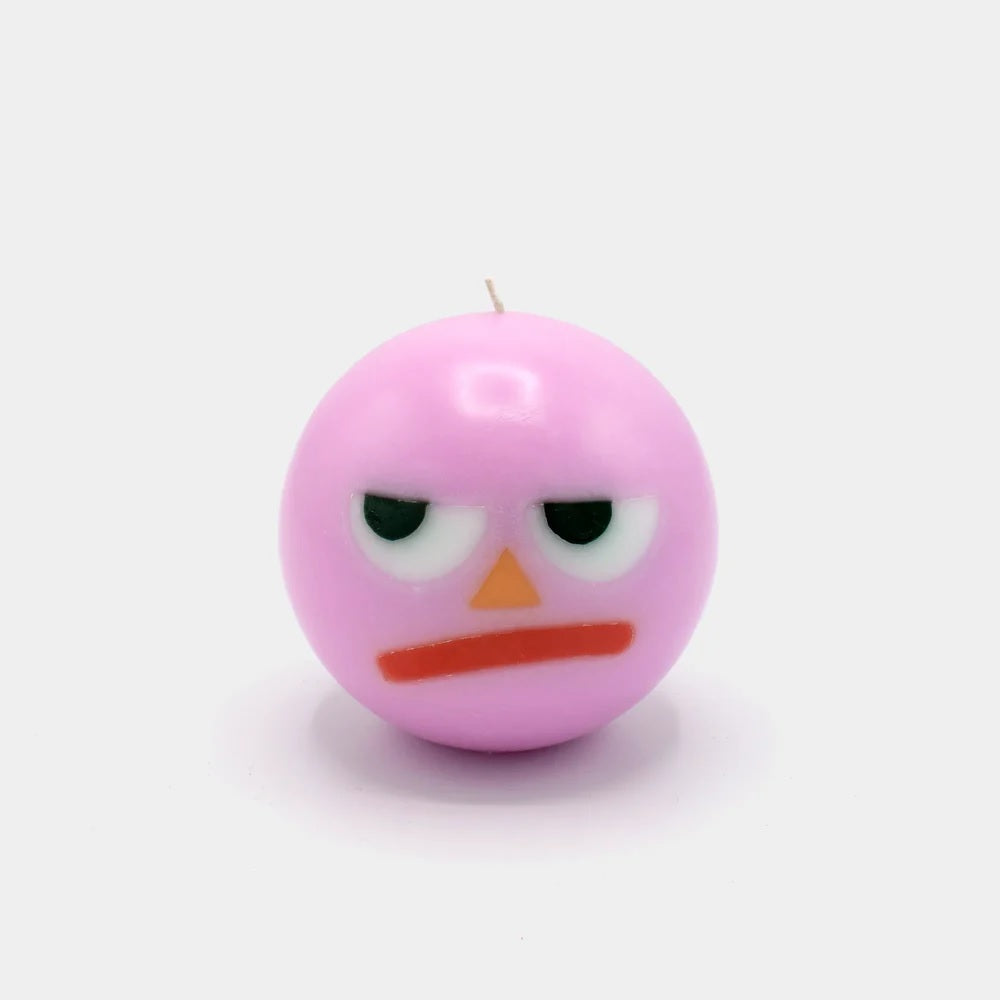 Moodz: Grumpy Round Face Candle - Pink