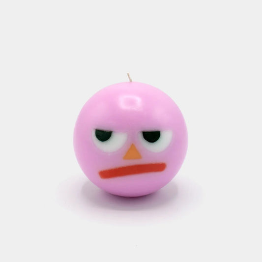 Moodz: Grumpy Round Face Candle - Pink