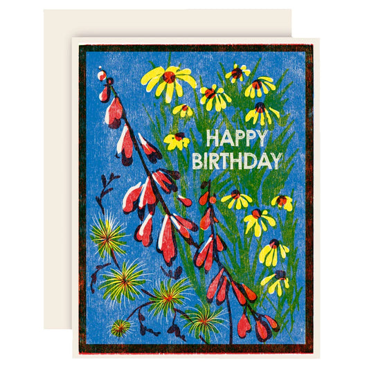 Greeting Card: Happy Birthday (Blue Sky Wildflowers)
