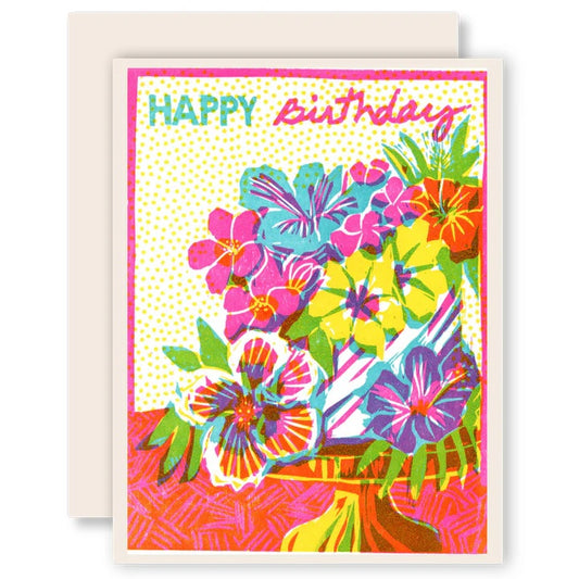 Greeting Card: Happy Birthday (Tropical Floral Cake)