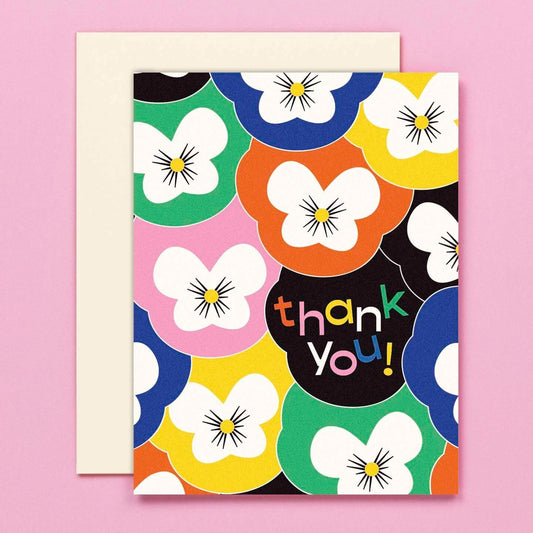 Greeting Card: Technicolor Pansies Thank You