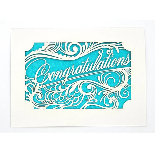 Laser Cut Greeting Card: Congratulations Filigree