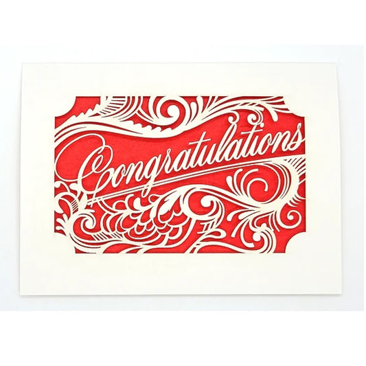 Laser Cut Greeting Card: Congratulations Filigree