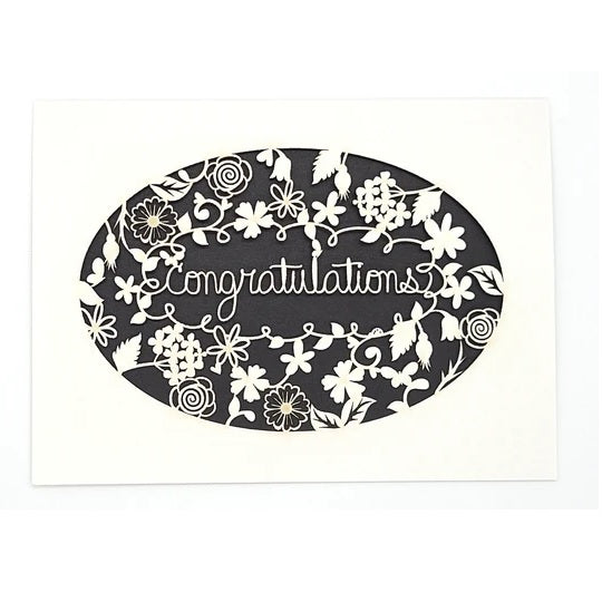 Laser Cut Greeting Card: Congratulations Wreath