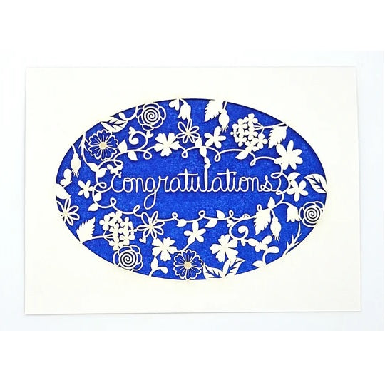 Laser Cut Greeting Card: Congratulations Wreath