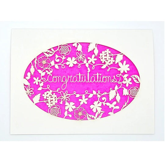 Laser Cut Greeting Card: Congratulations Wreath