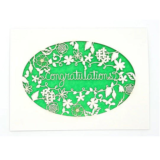 Laser Cut Greeting Card: Congratulations Wreath