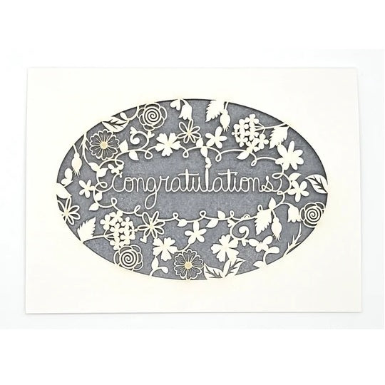 Laser Cut Greeting Card: Congratulations Wreath
