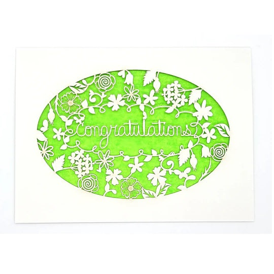 Laser Cut Greeting Card: Congratulations Wreath